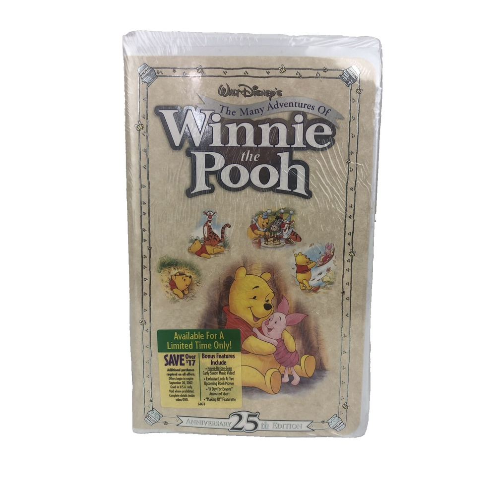The Many Adventures of Winnie the Pooh VHS 25th Anniversary Brand‎ New Seal 2002